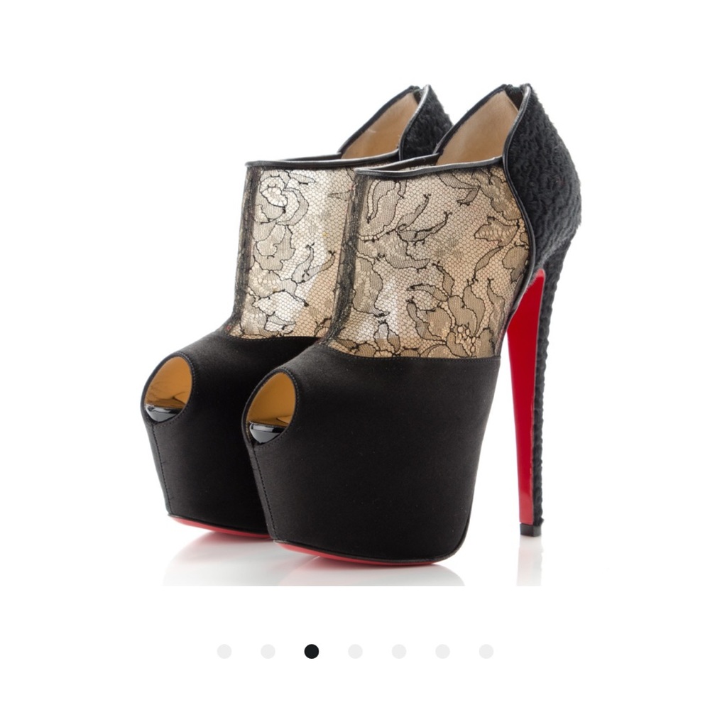 Christian Louboutin size 36 Satin Lace Chantilly Astrakan 160